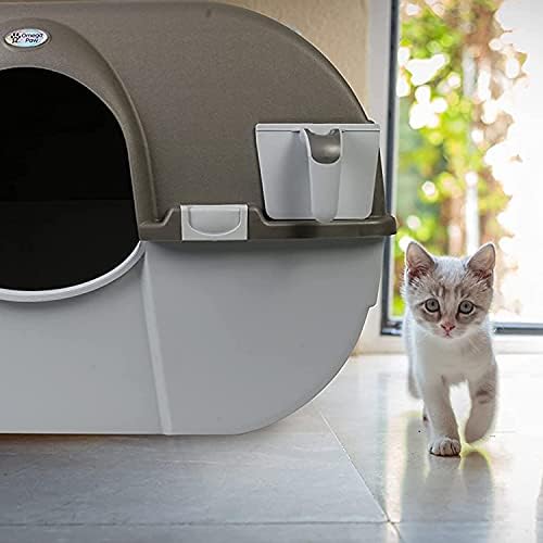 Omega Paw Self Cleaning Litter Box — top-down angle highlighting key features