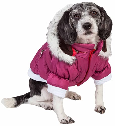 Pet Life Classic Metallic Winter Dog Coat With Zippered Removable Fur Hood - Dog Jacket Features 3M Thinsulate Insulation Warming Technology - Dog Clothes Sizing Fits Small, Medium And Large Dogs #TOP1
