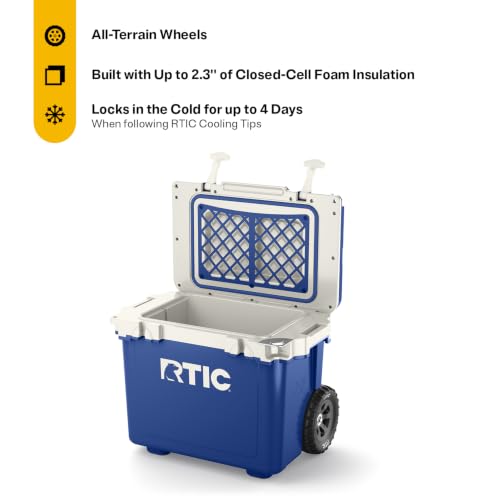 RTIC 22 QT Ultra-Light Wheeled Cooler with Handle | Wheeled Ice Chest Box for Beach, Drink, Beverage, Camping, Picnic, Fishing, Boat and Barbecue - Image 2