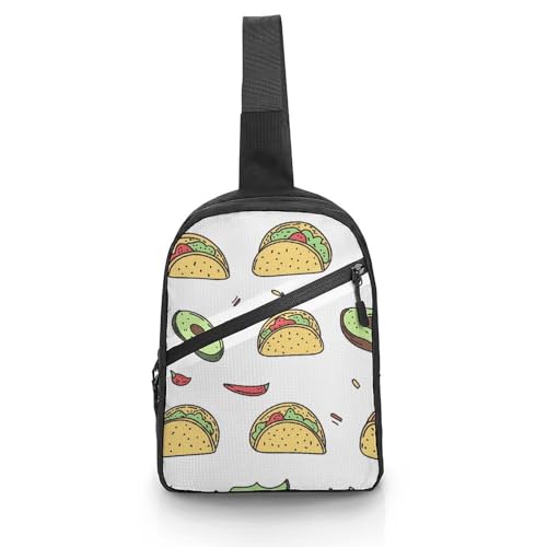 Avocado Tacoes Peppers Chest Bag Foldable Crossbody Unisex Pack Travel Hiking Adjustable Shoulder Straps Sling Bags