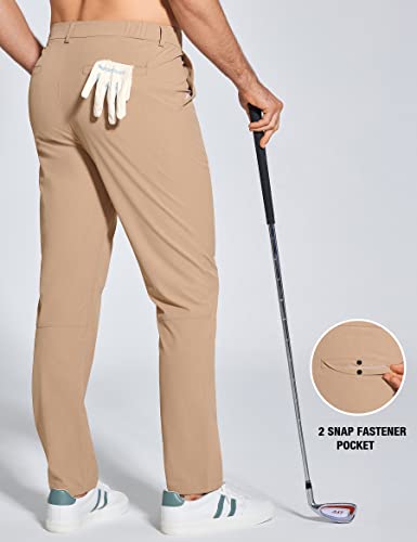 Zuty Men's Lightweight Golf Pants Waterproof Breathable Hiking Casual Slim Fit Outdoor Pants With 5 Pockets Dark Khaki 34 #TOP1