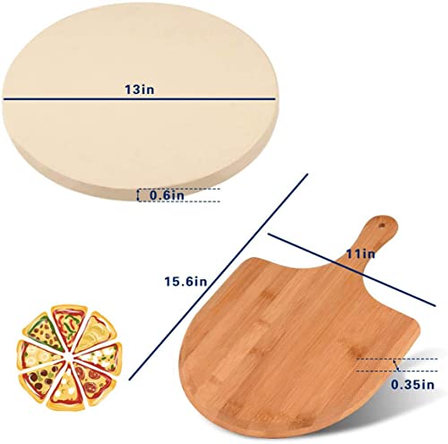 Augosta Round Pizza Stone For Oven And Grill, Free Pizza Peel Paddle, Durable And Safe Baking Stone For Grill, Thermal Shock Resistant Cooking Stone, 13 Inch #TOP2