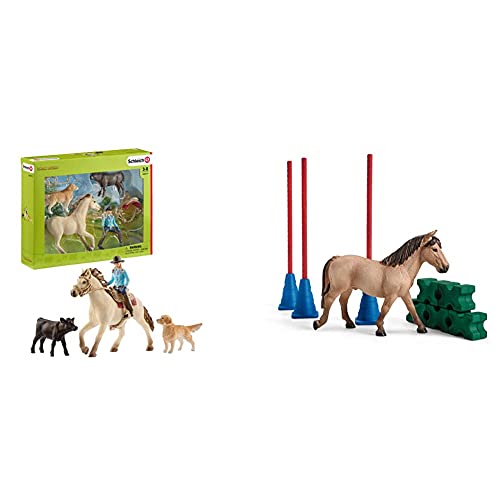 Schleich 42419 Farm World Spielset - Westernreiten, Spielzeug ab 3 Jahren & 42483 Farm World Spielset - Pony Slalom…