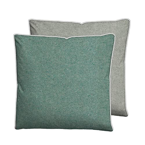 biberna Melange-Flanell Kissenbezug 80x80 cm, 100% Baumwolle, Biber, Flanell wärmend, weich & kuschelig, Reißverschluss, mit Paspel, Winter & Herbst, Uni, grün, Modell 0840500