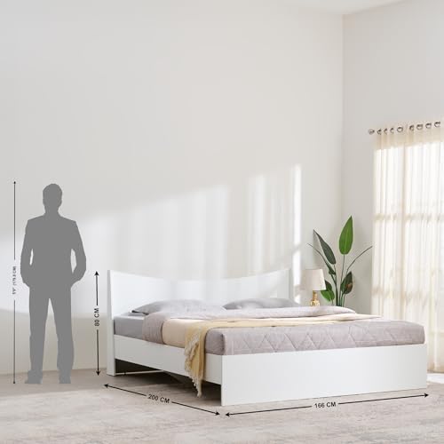 Image of Home Centre Helios Alton Queen Bed |Engineered Wood Queen Bed| (White) |1 Year Warranty