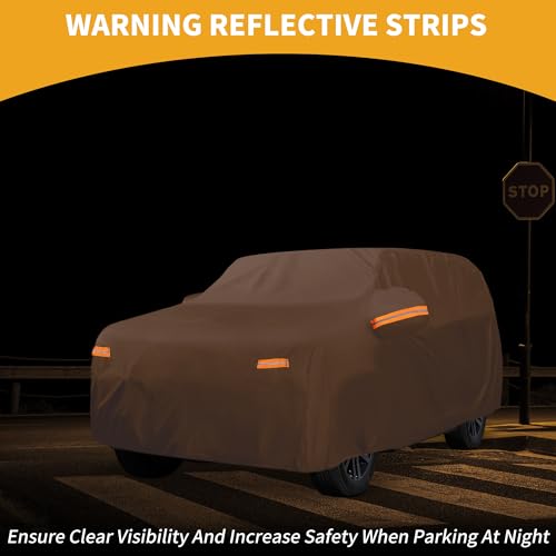Image of Car Cover Waterproof All Weather Automotive Outdoor Anti-UV Full Exterior Cover for Toyota 4runner 210D-PU Orange with Left Side Zippers