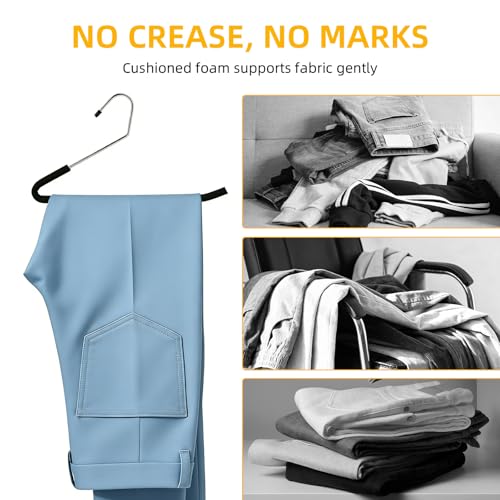 Homa Jia Open Ended Pants Hangers, 10 Pack Non-Slip Foam Padded Pants Hangers Space Saving Heavy Duty for Jeans, Trousers, Slacks by Homa Jia - Image 4