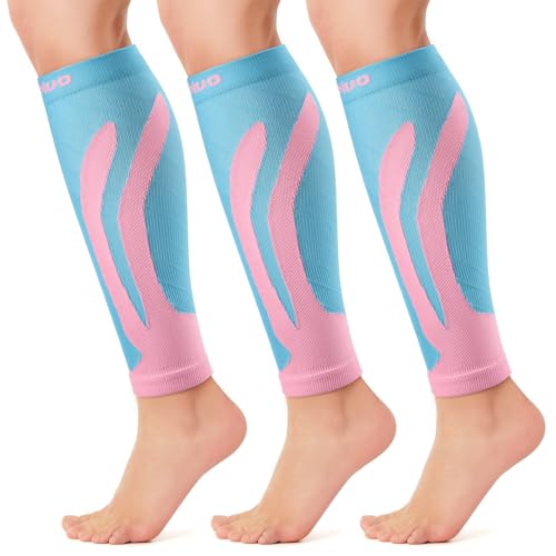 Image of CAMBIVO Calf Compression Sleeve 3 Pairs Footless Compression Socks Running | Leg Sleeves for Men & Women, 15-20mmHg, Shin Splints Relief & Recovery, Fitness, Cycling, Varicose Veins, Travel, Nurse