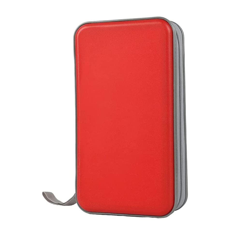Imooreshine CD Holder CD Case Wallet DVD Binder DVD Organizer Storage Bag Hard Plastic 80 Capacity Portable Red