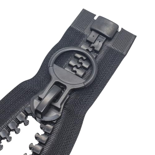 MebuZip 200 cm #20 riesig Reißverschluss 14mm super groß Reißverschluss teilbar Reißverschluß Reissverschluss für Zelte Nähen Mäntel (Schwarz)