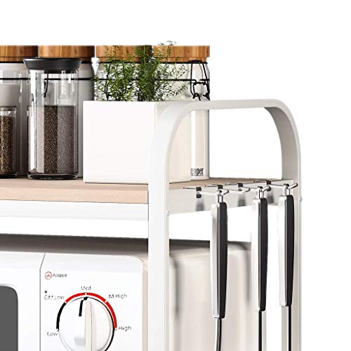 Rack micro-ondes blanc pour libérer l'espace du plan de travail
