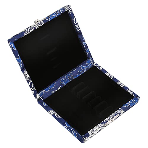 Reed Case, Wooden Silk Cloth Cover Reed Case Holder Storage Box for 6pcs Oboe Reeds (Blue)