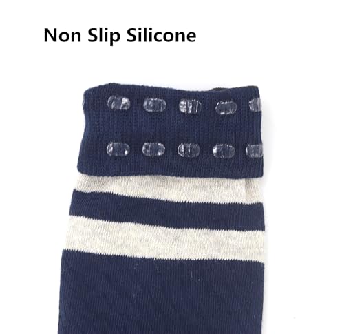 Image of Bestjybt Women Thigh High Socks Cotton Warm Striped Over Knee High Socks | Well-made, Not Sheer, Thick, Leg Warmers, Long Knee High Boot Socks, Comfortable, Thigh-friendly, Stay up, Fit Well