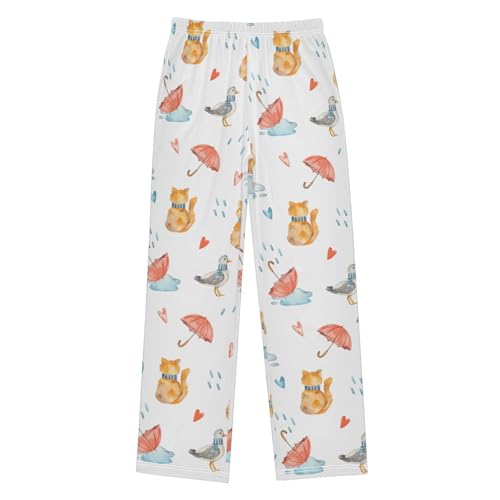 Boys' Pants Cute Animal Cat Umbrellas Long Bottoms Jogger Pants Elastic Waist Trousers with Pockets S-XL