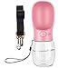 Topren Prodotti per Animali Domestici, Distributori d'Acqua per Cani, Borraccia per Acqua da Viaggio per Gatti - 350ML con Una Cintura di Sicurezza per Animali Domestici (Rosa)