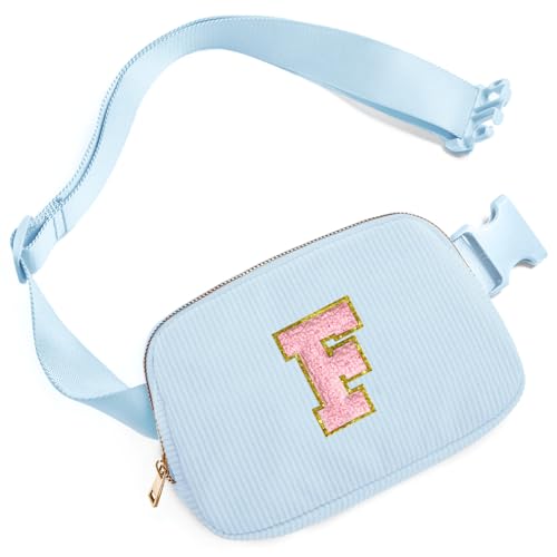 Image of Gitus Birthday Gifts for 10 11 12 13 14 15 16 Year Old Girls Personalized Gifts for Women Initial Fanny Pack Crossbody Bag Belt Bag Cute Preppy Stuff for Teen Girls Teenage Girl Gifts (Icing Blue-F)