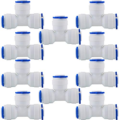 CESFONJER 10 PCS Push Fit: Conector en T de 1/4