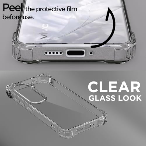 Image of Pikkme Back Cover for Vivo Y400 5G PC + TPU Clear Transparent Raised Edges Shockproof Protective Phone Bumper Case(Transparent)
