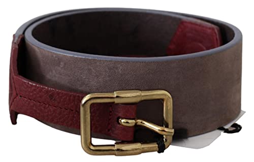 Ceinture large en cuir marron haut de gamme et sa boucle logo chromée chic