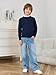 Haloumoning Boys Sweater Kids Casual Crewneck Long Sleeve Pullover Tops Fall Fashion Clothes 5-14 Years Navy Blue