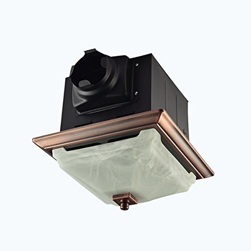 Lift Bridge Kitchen & Bath DSQR110ORB Decorative Oil Rubbed Bronze 110CFM Ceiling Light and Glass Globe Exhaust Bath Fan