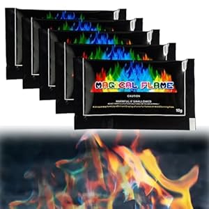 5PCS Fire Colour Changing Powder,Magical Flames,Magic Campfire Flam,Long-Lasting Fire Colour Changing Powder,Magic Neon Flames Fire,Fire Cones Colour Changing,Fire Magic Flames,Mystical Fire Sachets
