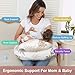 Nursing Pillow for Breastfeeding, Breastfeeding Essentials for Newborn, More Support for Mom and Baby, with Adjustable Waist Strap and Removable Cotton Cover (Small Leaves)