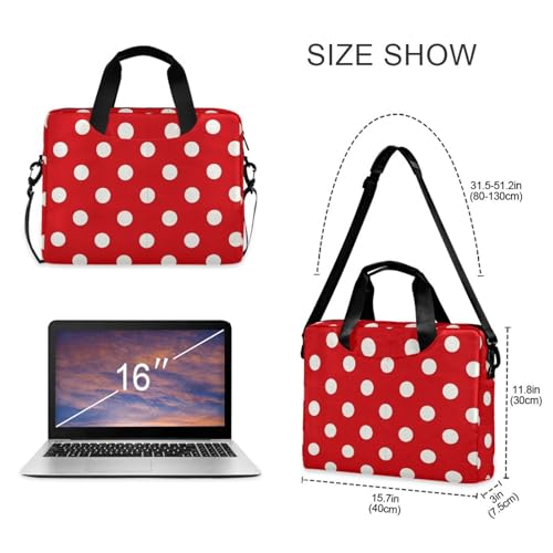 Funda para laptop 15.6 pulgadas con correa y asa rojo lunares miniatura 5