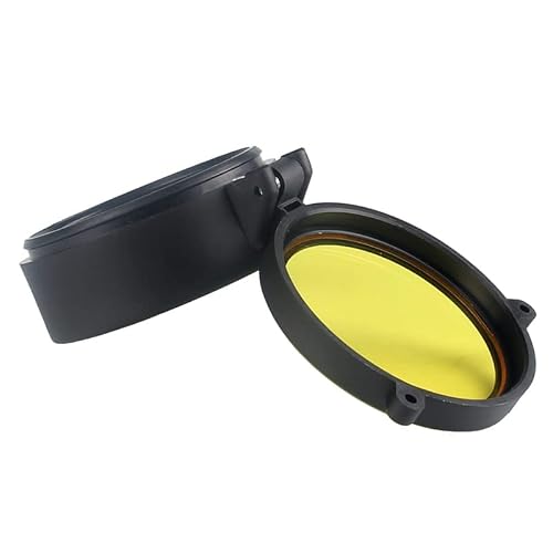 Xibio 53Mm 1Pc 30-69Mm Yellow Transparent Rifle Scope Lens Cover Flip Up Quick Spring Protection Cap Objective Lid For Airsoft Gun Caliber (Color : )