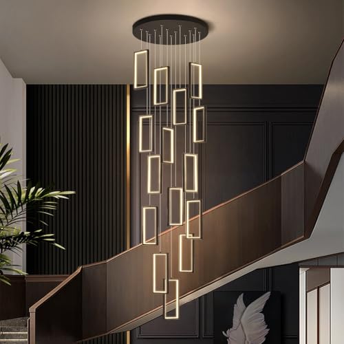 Lustre LED moderne rectangulaire à 15 têtes pour escalier et salon chic - 2