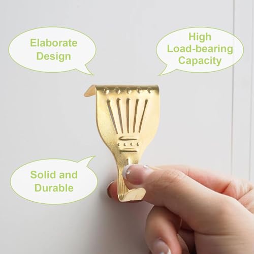 Image of Picture Hanging Kit 26Pcs Picture Rail Hooks with 6 Roll 3M Picture Wires Brass Plated Rail Hanging Hooks Picture Display Hanging System Accessories for Wall Picture, Exhibition