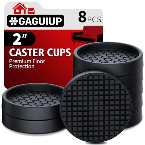 Non Slip Furniture Pads for Hardwood Floors - 8PCS 2" Caster Cups, Round