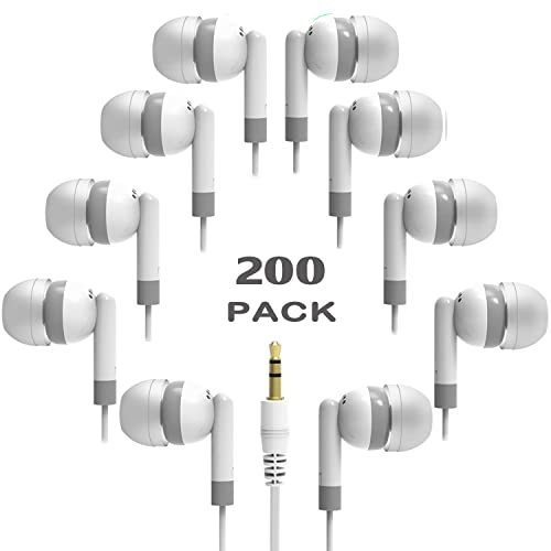 XOSDA Bulk Earbud Headphones 200 Pack for School Classroom...