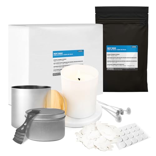 Kit de cire de soja pour fabrication de bougies Carmel avec 10 mèches
