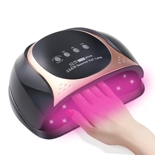 256W UV LED Nail Lamp for Gel Polish Curing - 4 Timer Settings, Auto Sensor, Touch Screen - Professional Dryer for Home and Salon Use