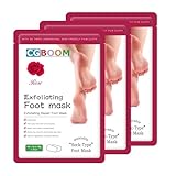 3 Pack Foot Peel Mask, Exfoliating Socks Calluses Remover, Aloe Moisturizing Feet Peeling Mask for Dry Skin, Cracked Heels, Foot SPA Socks for Women and Men (Rose)