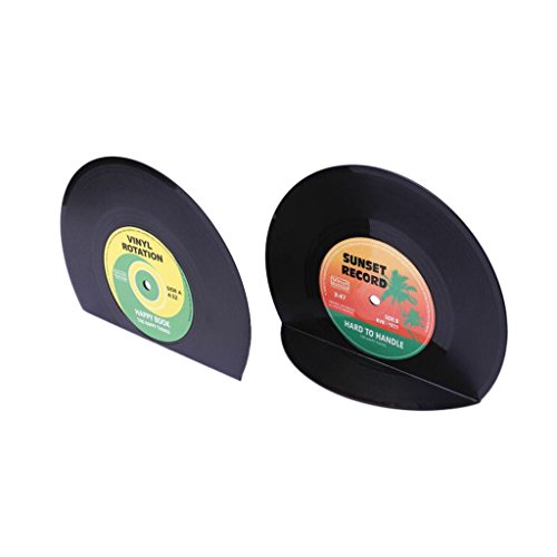 Gazechimp Sujeta-libros de Discos de Vinilo Vintage, 2 Piezas, Negro, ABS
