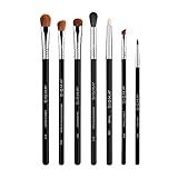 Sigma Beauty Basic Eye Brush Set with 7 Classic Eyeshadow Brushes for Eyeliner, Eyeshadow, & Eyebrows Including SigmaTech Fiber Blending Brush E40 w/ Waterproof Handles