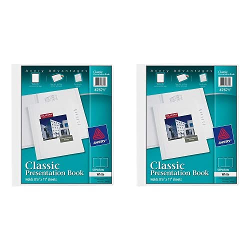 Avery Classic Presentation Book, Clear Front Window For Title Page, 12 Non-Stick Pages, 1 White Book (47671) (Pack Of 2) #TOP7