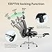 DEVAISE Ergonomic Mesh Office Desk Chair, Retractable Footrest and Adjustable Lumbar Support, Comfy High Back Reclining Computer Gaming Chair, Tilt Function, Heavy Duty, SGS Class 4 Gas Lift, Grey