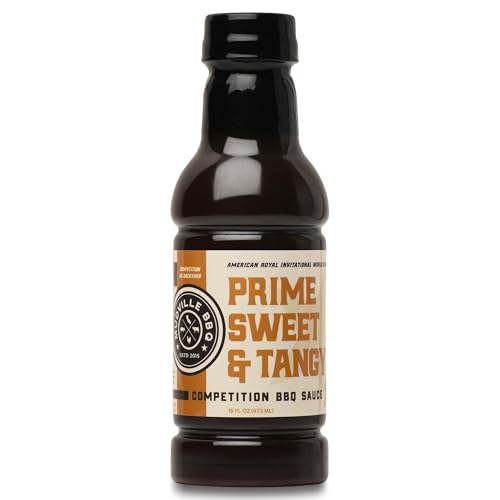 Mudville BBQ Prime Sweet & Tangy Competition BBQ Sauce, Champion Pitmaster Recipe, BBQ Sauce for Wings, Chicken, Ribs, Pulled Pork, Beef, and Family BBQs, 16 oz. Bottle