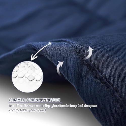 Image of YnM 25lbs Weighted Blanket for Adults, Cotton Heavy Bed Throw Blanket with Cooling Glass Beads for All Season Use, Ideal for One Person of 240lbs (60x80 Inches, Queen Bed, Navy)