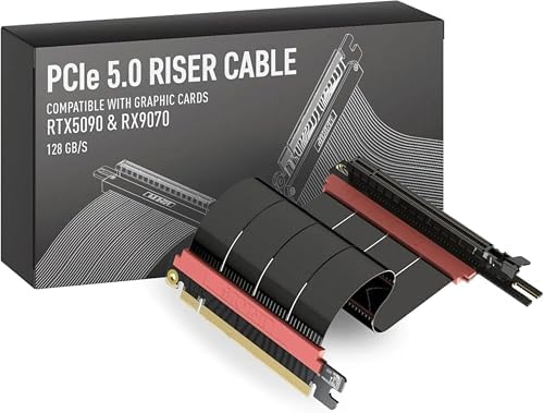 LINKUP - AVA5 PCIE 5.0 Riser Cable | Left Angle, Black 40cm