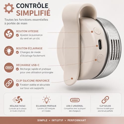 Mini ventilador recargable USB contra el calor en escritorios pequeños 7