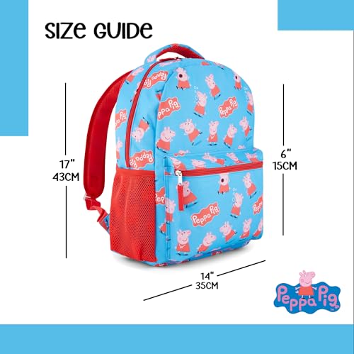 Sac à dos Peppa Pig bleu résistant avec bretelles ajustables