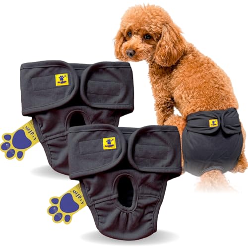 Image of A+a Pets' MAA' Cotton Dog Underwear Diaper Combo - Stretchable, Comfortable, Washable & Reusable (S, Grey Set)