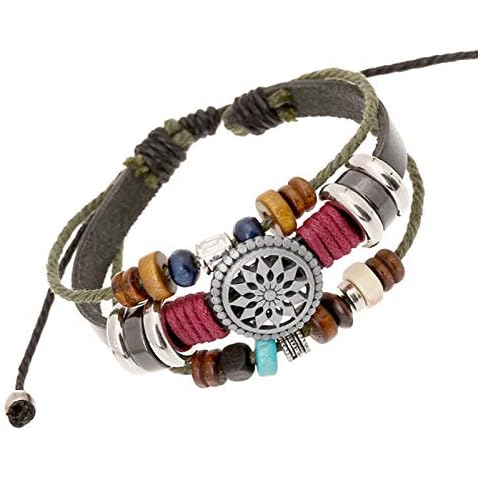 Boho Women Multi Layer Beaded Woven Leather Rope Bracelet Adjustable Jewelry Cover