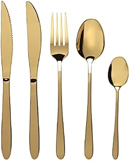 Progress BW09648EU 20 Piece Cutlery Set, Gold Refine, 18/0 Stainless Steel, Includes 4 Knives, 4 Steak Knives, 4 Forks, 4 Table Spoons, 4 Tea Spoons, Party, Wedding Cutlery, Easy Clean, Gold Finish
