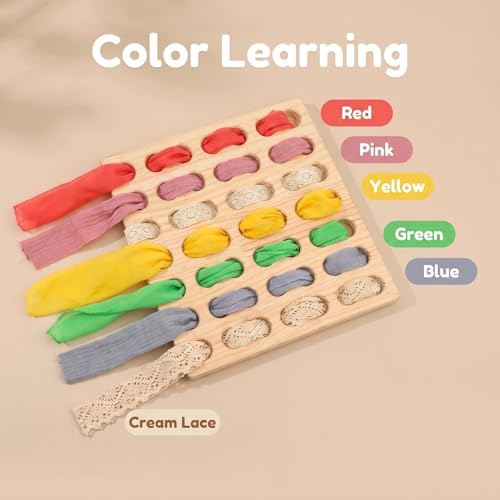 Image of Eray Wooden Toys Open Ended Busy Board with Play Silks Kid Safe Weaving Board Handwork Gift Educational Toy