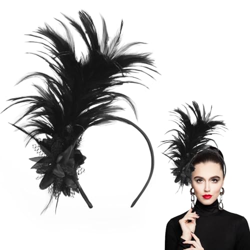 Cerchietto Piume, Piume Fascia per Capelli, Fascia Anni 20 Flapper Headband con Piuma, Anni 20 Fascia Capelli per Festa a Tema Vintage, Accessori per Capelli per Cocktail Nozze Festa del tè